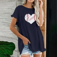 Ženska Casual majica kratkih rukava s printom Majice Majice za žene Mornarsko plava ae
