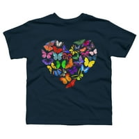 Majica s leptirima-srce puno leptira, tamnoplava majica s uzorkom za dječake - dizajn Iz e-maila