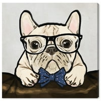 Wynwood Studio životinje zidne umjetničke platnene otiske 'Nerdy Gentleman' Psi i štenad - smeđa, plava