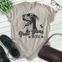 Majica za mamu Njemačke Doge, Ženska košulja, vlasnica Njemačke Doge, najbolji poklon za mamu psa, svijetlosiva svila, majica