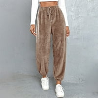 Modne casual ženske jednobojne hlače visokog struka koje zadržavaju toplinu duge hlače pune duljine tajice