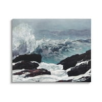 Stupell Industries srušivanje valova oceanske stijene litice Grube vode Slikanje galerija zamotana platna za tisak zidne umjetnosti,