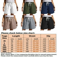 $ 2 / ženske Ležerne udobne pamučne i lanene kratke hlače za plažu s elastičnim strukom, široke kratke hlače, Ženske bermudske kratke