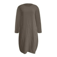 Modna Nova referenca Haljina, ženska široka haljina s džepovima, ženska ležerna duga haljina s vratom čamca, Plus veličina, kaki