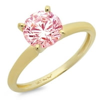 0,5 karatni ružičasti dijamant okruglog reza s imitacijom žutog zlata od 14 karata ugraviran za godišnjicu vjenčanja vjenčani prsten