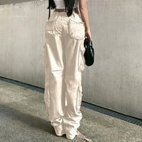 Ženske teretne hip hop hlače u uličnom stilu niskog struka trend jednobojne široke udobne ulične hlače za trčanje pamučne Ležerne