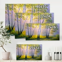 DesignArt 'Sunrise svijetli kroz breze I' tradicionalni platno zidni umjetnički tisak