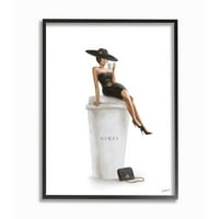 Stupell Industries Stilska modna ženska poziva dizajnerska torbica za kavu uokvirena zidna umjetnička dizajna Ziwei Li, 11 14