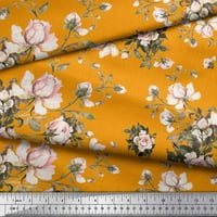 Narančasta pamučna tkanina od listova i ruža s otiskom patke, tkanina s cvjetnim ukrasom širine dvorišta