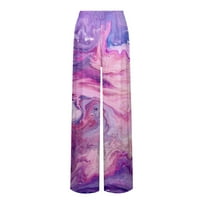 Posebna ponuda A. H. ženske hlače širokih nogavica s printom Ležerne ravne hlače visokog struka rastezljive hlače ljubičaste 2 inča