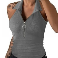 Ženska majica s patentnim zatvaračem s izrezom u obliku slova u, ljetne majice bez rukava s reverom, ljetna tanka košulja s naramenicama