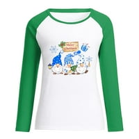 Rasprodaja Majica, Ženske božićne majice s okruglim vratom s printom dugih rukava, obična bluza s printom