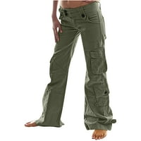 Ženske teretne hlače na rasprodaji, casual hlače s niskim strukom s volanima, vojne hlače u vojnom stilu, Radne hlače s puno džepova,