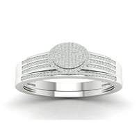 3 8-karatna dijamanta od srebra od srebra s klasterom od srebra za vjenčanje