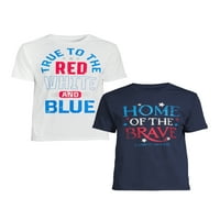 Četvrti srpanj muške i velike muške crveno bijelo plavo i dom hrabre grafičke majice, 2-pack