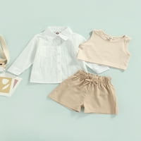 Ljetna ležerna odjeća za djevojčice a-list, prozirna košulja dugih rukava + rebraste majice + kratke hlače, set od 1 do 6 godina