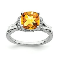 Prsten od bijelog zlata s citrinom i dijamantom od netaknutog karatnog zlata