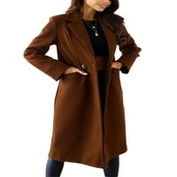 Ženska gornja odjeća, Jednobojni Kaputi, jakna dugih rukava, ženski vuneni kaputi, casual kardigan, kaput, smeđa, Odjeća, Odjeća,