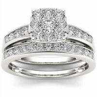 Set vjenčanih prstenova okruglog oblika od bijelog zlata s dijamantom od 10 karata