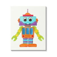 Hrabri nasmijani robot, svijetla razigrana dječja ilustracija, Galerija slika, omotano platno, zidni tisak, dizajn Elvire Errico