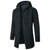 jakne za muškarce, kardigan, jesen / zima, jednobojni topli pleteni kaput s patentnim zatvaračem s kapuljačom