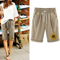 Ženske ljetne pamučne lanene hlače Plus Size s printom od ao, Casual hlače, kratke hlače, ženske sportske kratke hlače sa stražnjim