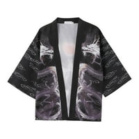 Muške košulje s dugim rukavima, kimono kardigan, prevelike košulje s popularnim uzorkom, majica s daoističkom haljinom, Muški vrhovi