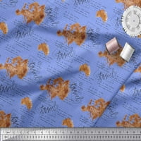 Plava rajonska šifonska tkanina s tekstom i mapom Europe, tkanina Za uređenje putovanja s otiskom širine dvorišta