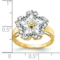 Prsten sa srcem od žutog karatnog zlata, kubičnim cirkonijem i dijamantom