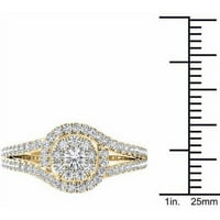 Carat T.W. Dijamantski razdvojeni škumpni halo 10kt zaručnički prsten od žutog zlata