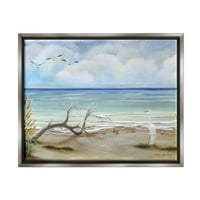 Priroda na plaži morski pejzaž Obalno slikarstvo sjajni sivi uokvireni umjetnički tisak zidna umjetnost