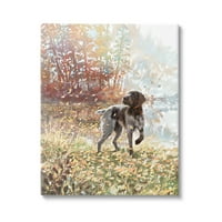 Stupell Pointer pas šumsko jezero lišće životinje i insekti Galerija slika omotano platno ispis zidne umjetnosti