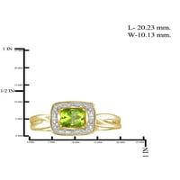 Peridot u karatu i bijeli dijamant naglašavaju srebrni prsten od 14k zlata na vrhu srebrnog prstena