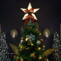 Zimska pahuljica za ukrašavanje božićnog drvca zvijezda ukrašena crvenim mašnama Pinecone mekana ručna izrada za bijele božićne ukrase