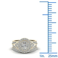 1CT TDW Diamond 10K žuto zlato Double Halo Bridal Set
