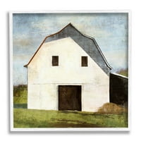 Stupell Industries Rural Barn Farm Slikati slika bijele uokvirene umjetničke print zidne umjetnosti, dizajn Suzanne Nicoll