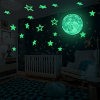 Set naljepnica za dječju spavaću sobu, svijetleće zvijezde, Mjesec, fluorescentne Zidne naljepnice