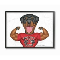 Stupell Industries Rott Gym Dog PUN PUN Ilustracija za dizanje utega za dizajniranje Dannyja Gordana