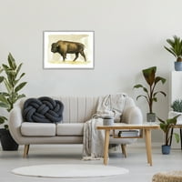 Stupell bizon ruralne životinje akvarel životinje i insekti slikaju sivi uokvireni umjetnički tisak zid umjetnosti