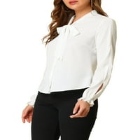 Jedinstvene ponude ženske elegantne majice s lukom bluza dugi rukav šifona košulja