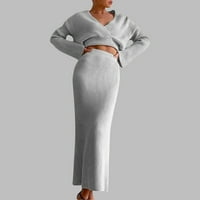 Donji dio / ženski jesenski rebrasti džemper, gornji dio dugih rukava i donji dio vrata, široka suknja, plus size jakne, Ženska duga