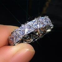 Jeftini prstenovi za žene i djevojke, srebrni Retro elegantni trokutasti nakit od rhinestona, nakit od legure, puni dijamantni cirkonski