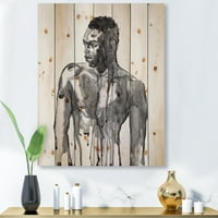 Dizajnirati 'Portret zgodnog afričkog čovjeka na bijelom I' moderni tisak na prirodnom borovom drvetu