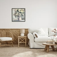 Klasični bijeli cvjetni aranžman, apstraktni buket latica, uokvirena zidna umjetnost, 24, dizajn Sue Rieger