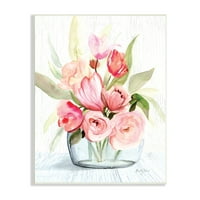Stupell Industries Pink Assorted Flower Buket Vase uzorak zrna dizajn 19, Dizajn Kelley Talent