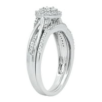 Set vjenčanih prstenova od bijelog bijelog dijamanta za žene Od Srebra, veličina 9,5