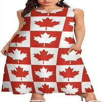 Maple Leaf Kanada Zastava Kalifornije Ženska haljina do gležnja Duga plaža Maksi sundress Bez rukava Casual