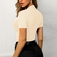 Ženske ljetne Ležerne seksi majice s izrezom i kratkim rukavima u obliku slova u, jednobojni pulover, tanka majica s majicom