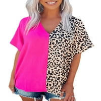 Majica s leopard printom radni pulover casual bluza od tunike bijela majica s rukavima