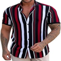 Muška ljetna majica s jednim kopčanjem na kopčanje, ugrađena bluza u boji, Majica s kratkim rukavima na plaži, slika u boji, u boji,